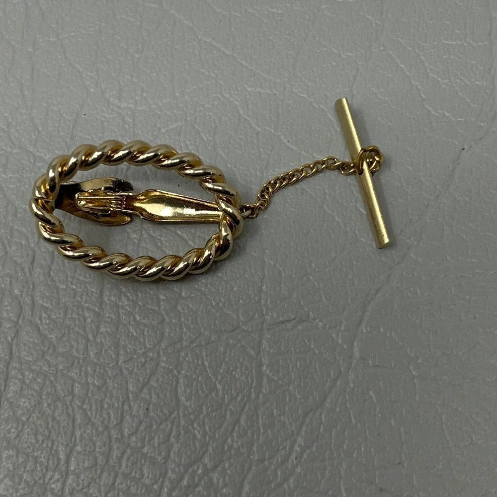 Vintage Swank Oval Tie Clip Mens Womens Gold Tone Open Oval‎